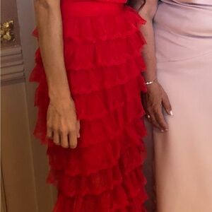 Elegant Red Ruffled Dress